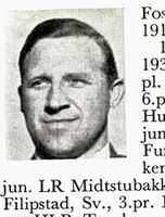 Blikkenslager Sigurd Fossli, f. 1915 i Asker. Hopp. Foto: Ranheim: Norske skiløpere