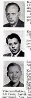Øverst: Fabrikkarbeider Kåre Karlsen, f. 1911 i Heggedal. I midten: Installatør Harry Kise, f. 1937 i Asker. Nederst: Baker Arne Larsen, f. 1937 i Asker. Alle hopp.