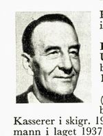 Sekretær Asbjørn Ramsøy, født 1902 i Bærum, død 1954. Hopp. Foto: Ranheim: Norske skiløpere