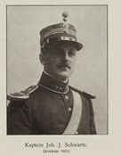 Johan Jørgen Schwartz, direktør 1912-1926. Foto: Faksimile fra Schwartz' egen bok, Kongsberg Vaabenfabrik (1914).