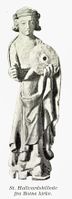 Statue av St. Hallvard fra middelalderen, fra Botne kirke. Fra Oslos historie, utgitt 1922.