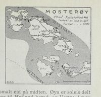 Kart over Mosterøy, som mellom 1884 og 1965 var egen kommune.