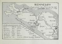 Kart over Rennesøy, tilsvarende Rennesøy kommune mellom 1918 og 1965.