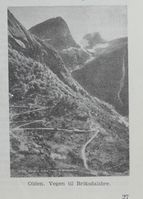 Postkort frå Olden. Vegen til Briksdalsbreen. Frå boka Det norske næringsliv : B. 14 : Sogn og Fjordane, 1953.