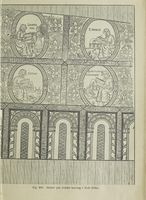 Maleri på nordre korvegg i Gol stavkyrkje, fra L. Dietrichsons verk De norske stavkirker (1892).