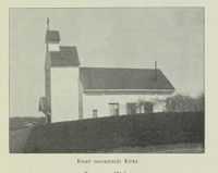 Den tredje kirken i Kroer ble flammenes rov i 1923. Foto: Fra Aas herred, utgitt 1916.