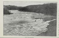 Før bygging av kraftstasjonen. Illustrasjon fra boka "Skiptvet herred 1814-1914".