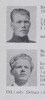 Øverst: Kjøpmann Rolleiv Bakken, født 1914 i Seljord kommune. Hopp. Nederst: Skogsarbeider Knut Bjørge, født 1920 i Seljord, hopp og kombinert. Begge for Seljord idrottslag. Ill: Norke skiløpere, b.3 (1957).