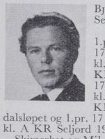 Skogsarbeider Leif Bjørge, født 1923 i Seljord kommune. Langrennsløper for Seljord idrottslag. Ill. Norske skiløpere b.3. (1957)