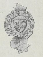 Skjoldet i Bolt-slektens våpen i seglet til riksråden Ogmund Berdorsson Bolt på 1400-tallet.