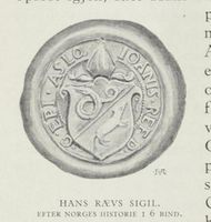 Seglet til Hans Rev (død 1545) har våpenskjold med biskopsmitra øverst