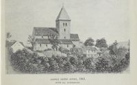 Gamle Aker kirke i 1861. Fra Bull, E: Akers historie. 1918.