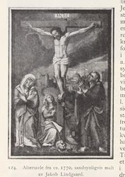 Altertavlen, tilskrevet Jakob Lindgaard omkr. 1770. Fra Nøtterø, utgitt 1922.