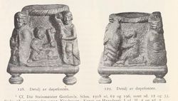 Detalj fra døpefonten. Fra Nøtterø, utgitt 1922.