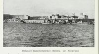 Eidanger Salpeterfabriker på Herøya, etablert i 1929. Foto: Norske næringsliv : Telemark, 1949