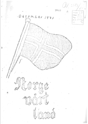 Forsiden til "Norge vårt land". Kilde: Krigstrykksamlingen, Nasjonalbiblioteket