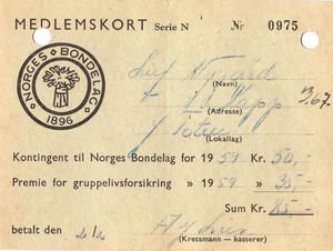 Norges Bondelag 1959 medlemskort.jpg