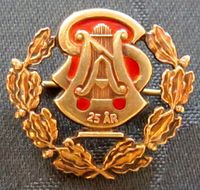 Medalje for 25 års medlemskap.