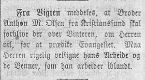 Notis fra baptistsamfunnet i Vigten i Unions-Banneret 1.11.1885.jpg