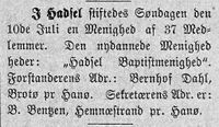 274. Notis i avisa Banneret fra Hadsel 15.8.1892.jpg