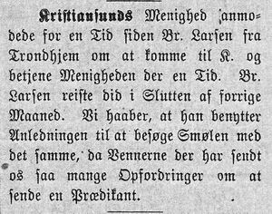 Notis i avisa Banneret fra Kristiansund 15.8.1892.jpg