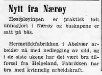 18. Notis med nytt fra Nærøy i Namdal Arbeiderblad 28.10.1950.jpg