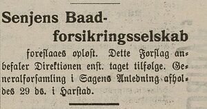 Notis om Senjens Baadforsikringsselskab i Tromsøposten 22.11. 1902.jpg