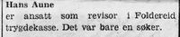 7. Notis om ansettelse av revisor i Foldereid trygdekasse i Namdal Arbeiderblad 28.10.1950.jpg