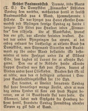 Notis om berget båtmannskap fra Hillesøy i Bergensposten 02.04.1872.jpg
