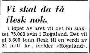 Notis om flesk fra Rogaland i Namdal Arbeiderblad 28.10.1950.jpg