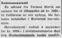 6. Notis om kommunal garanti i Kolvereid herredsstyre i Namdal Arbeiderblad 28.10. 1950.jpg