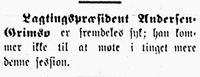 1. Notis om lagtingspresident Andersen Grimsbos sykdom i Harstad Tidende 24. juli 1913.jpg