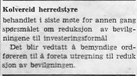 4. Notis om reduksjon i investringer i Kolvereid i Namdal Arbeiderblad 28.10.1950.jpg