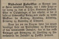 Nydalens Fabrikker nylig satt i gang. Adresseavisen 31. januar 1886.