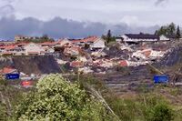 Store deler av byggetrinn 1 ble tilintetgjort under katastrofen i 2020. Foto: Leif-Harald Ruud (2021).