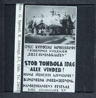 Tombola til inntekt for foreningens hvilehjem, Lillevandsbraaten. Foto: Ukjent/Anno Kvinnemuseet, 1960-70.