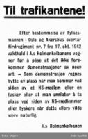 Under okkupasjonen hadde Hirden vakthold på Holmenkolbanens vogner for å hindre protestaksjoner.