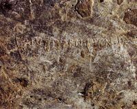 «Ole Baardsen Lien 1894» i fjellet ved «Skjerp No.1» Foto: Arne Thorkildsen (1992). .