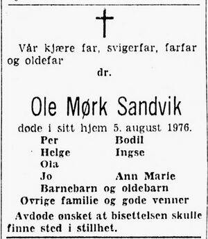 Ole Mørk Sandvik dødsannonse Aftenposten 1976.JPG