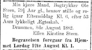 Ole Steen dødsannonse Aftenposten 1882.JPG