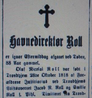 Oluf Roll faksimile Aftenposten 1906.JPG