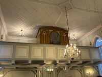 Det gamle Walcker-orgelet ble restaurert i 2009 og kom tilbake til Oppegård kirke etter mange år på lager på Follo museum. Foto: Siri Iversen, 2026.