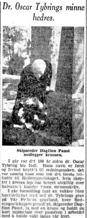 Oscar Tybring markering 100 år 1947 Aftenposten.jpg