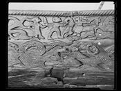 Detalj av Osebergvognen. Foto:Nasjonalbiblioteket