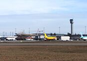 Oslo lufthavn fotografert fra vest mot øst. Foto: Stig Rune Pedersen