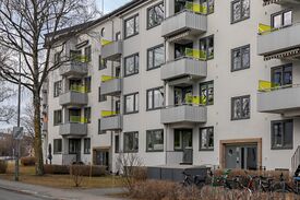 En av blokkene i Mogata 2A-4C, Voldsløkka borettslag (OBOS) (1949). Foto: Leif-Harald Ruud (2025).