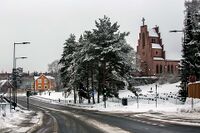 Parti fra Ekebergveien med Nordstrand kirke. Foto: Leif-Harald Ruud (2018).