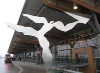 Skulptuten ”Utkast” av Kåre Groven (1989) sto opprinnelige ved Oslo lufthavn Fornebu. Foto: Stig Rune Pedersen