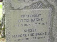 Riksadvokat Otto Backes gravminne på Vestre gravlund i Oslo.