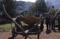 Storebåtsvogna vart nytta under sjøsetting av nybygd sunnmørsottring i Jakobsggarden i 1981